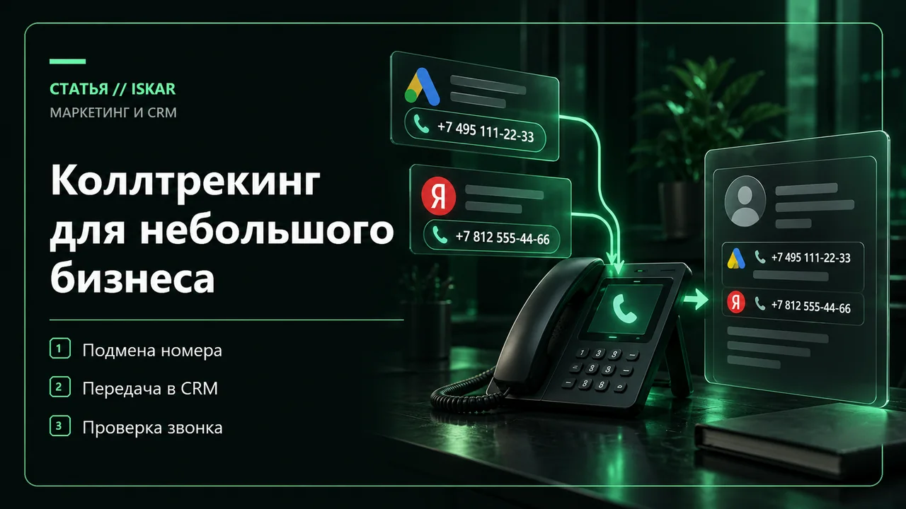 Связь телефонного звонка с источником обращения и CRM