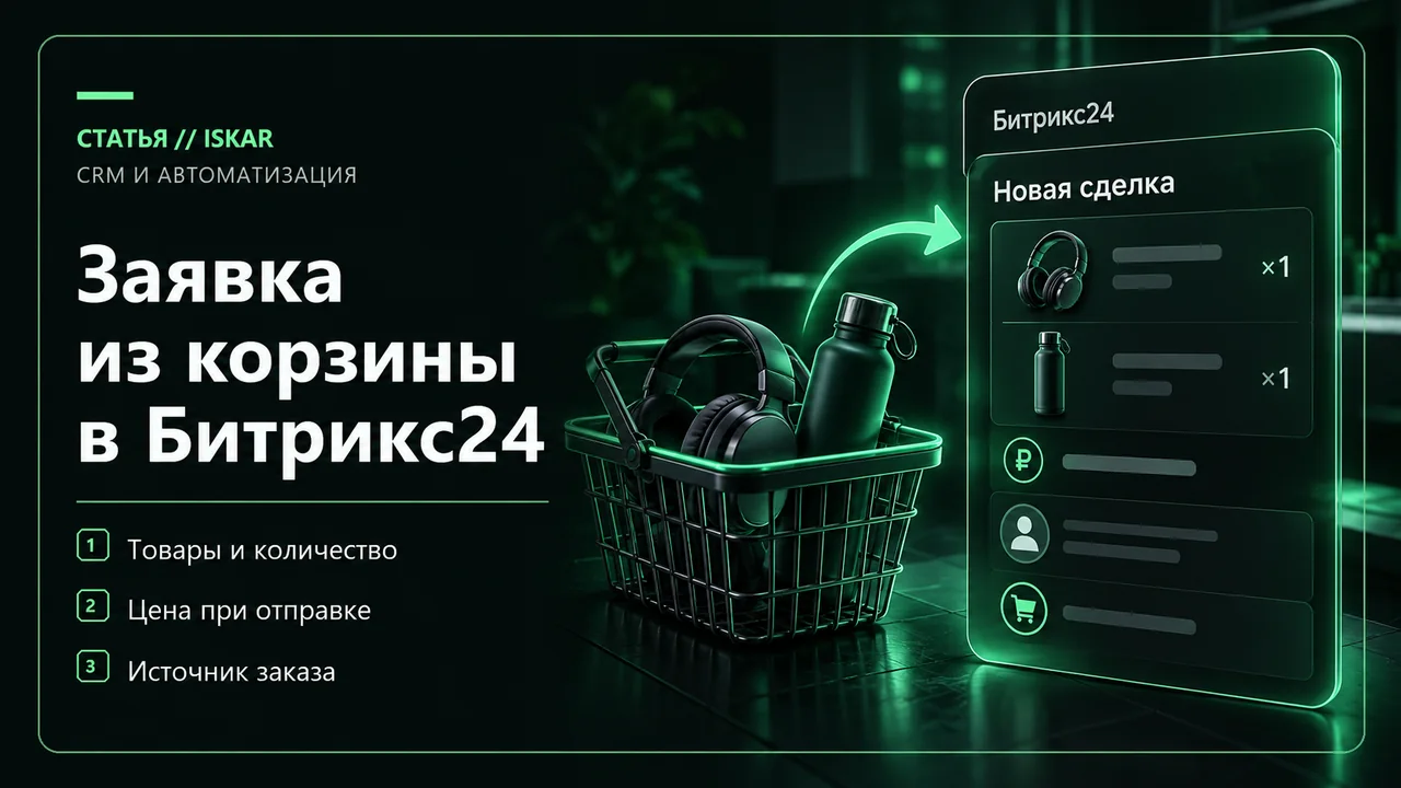 Передача состава корзины и источника в CRM