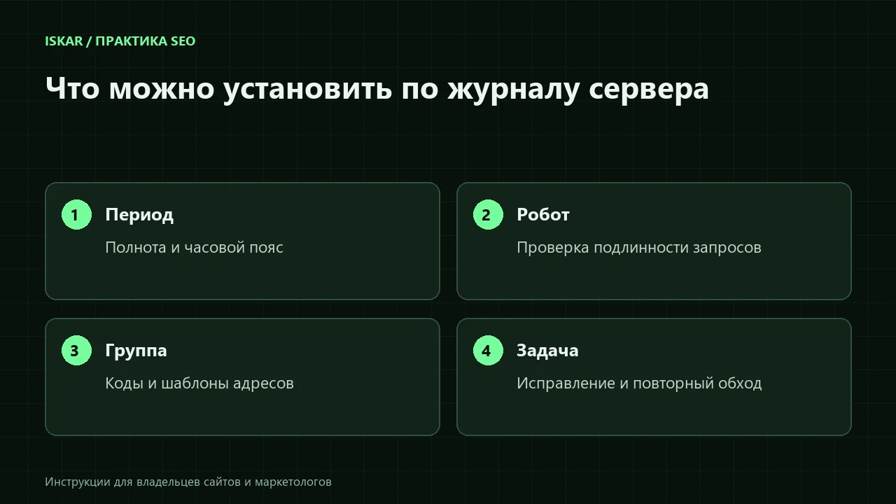 Схема: Анализ серверных логов для SEO: что обходят Googlebot и YandexBot Схема: Анализ серверных логов для SEO: что обходят Googlebot и YandexBot