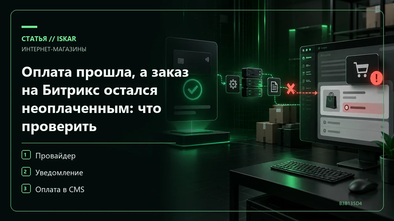 Оплата прошла, а заказ на Битрикс остался неоплаченным: что проверить фото
