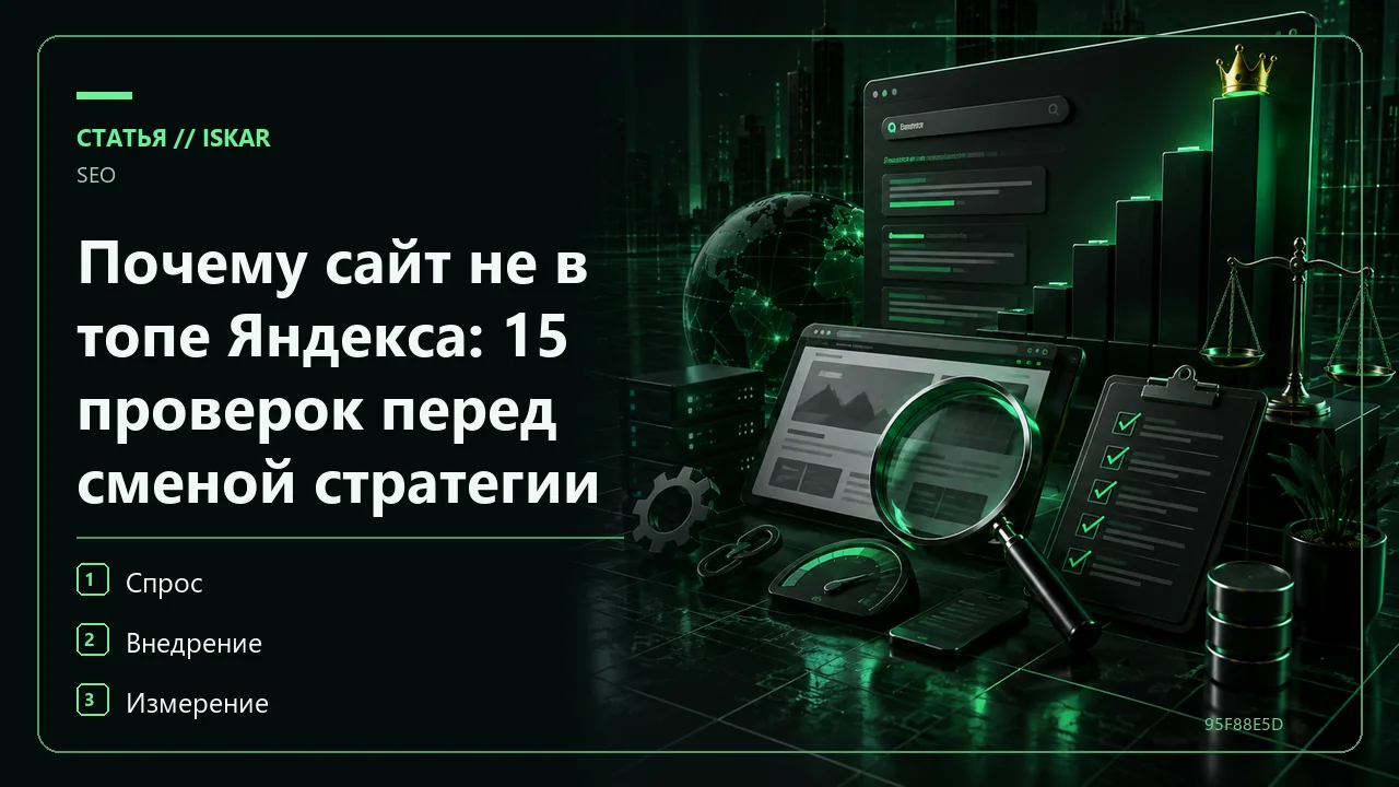 Почему сайт не в топе Яндекса: 15 проверок перед сменой стратегии фото Почему сайт не в топе Яндекса: 15 проверок перед сменой стратегии фото