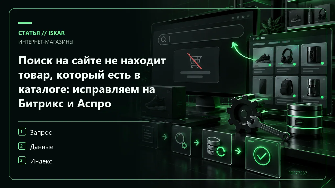 Поиск на сайте не находит товар, который есть в каталоге: исправляем на Битрикс и Аспро фото