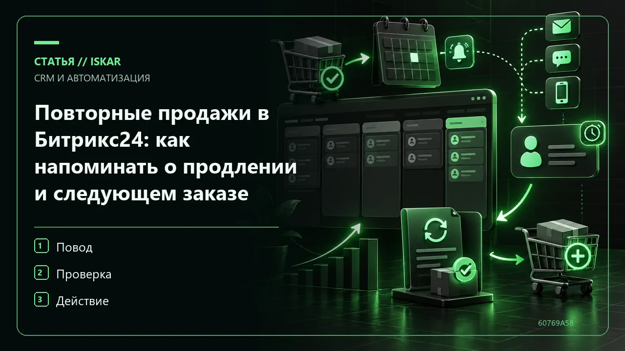 Повторные продажи в Битрикс24: как напоминать о продлении и следующем заказе фото