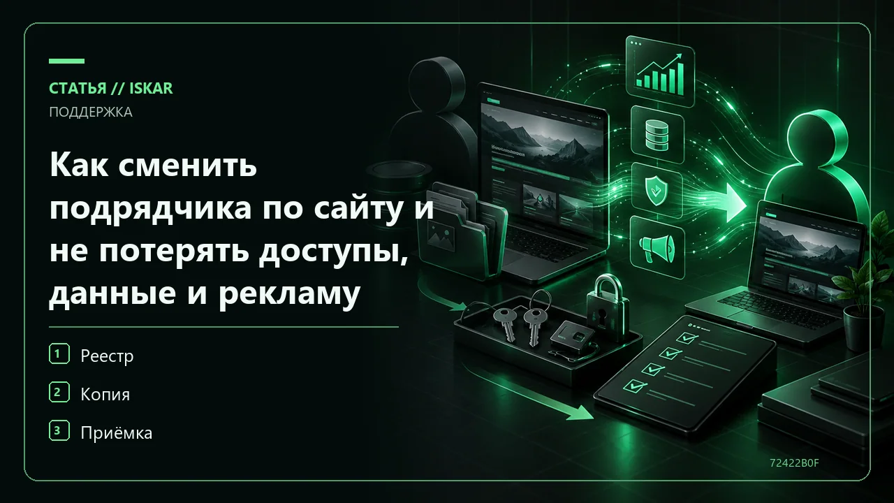 Как сменить подрядчика по сайту и не потерять доступы, данные и рекламу фото