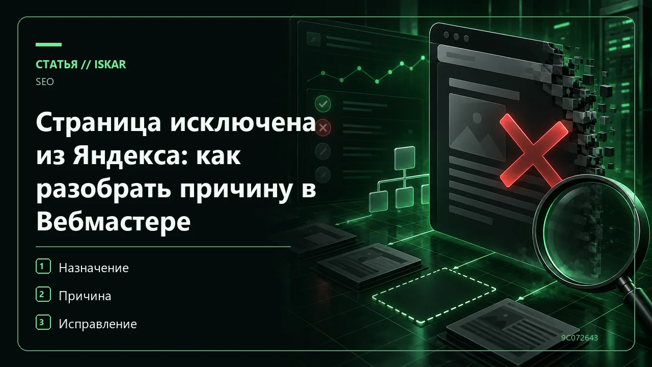 Страница исключена из Яндекса: как разобрать причину в Вебмастере фото
