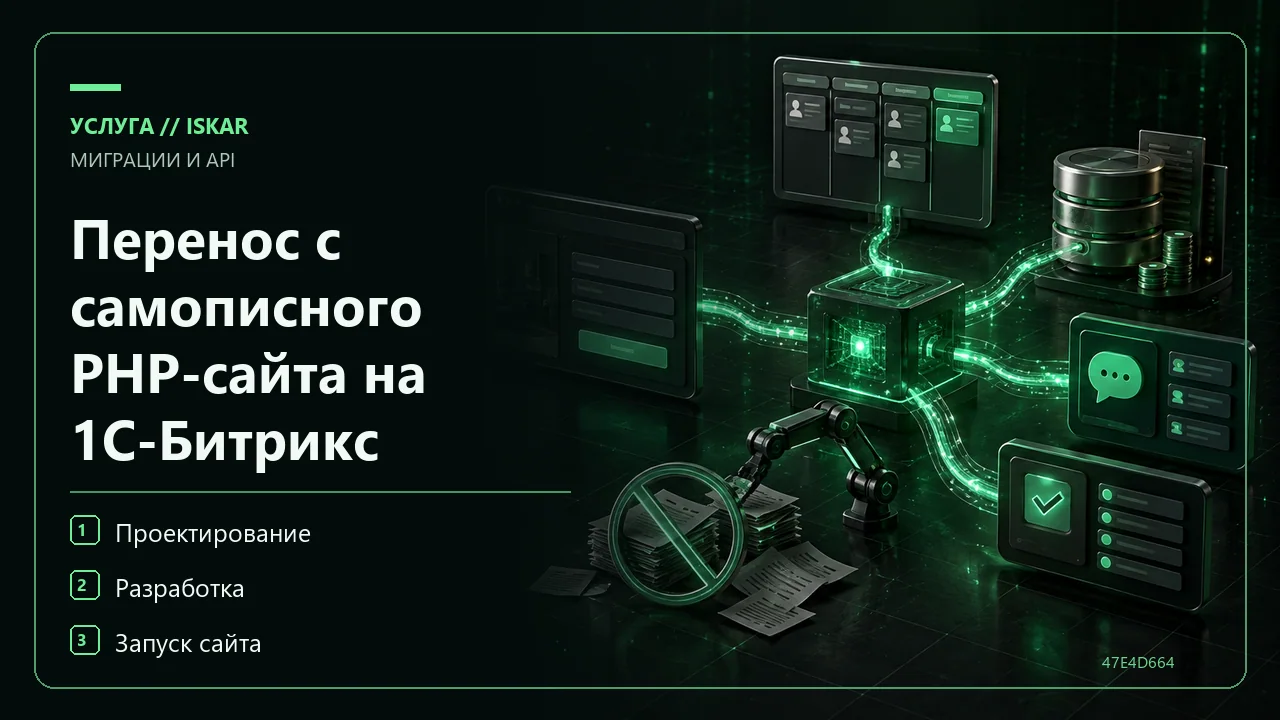 Перенос с самописного PHP-сайта на 1С-Битрикс в Уфе фото